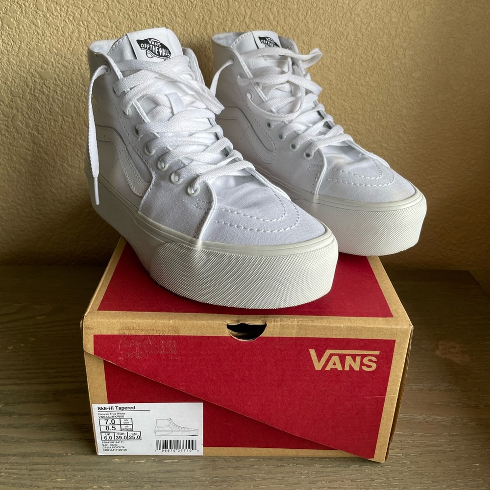 Vans Sk8-Hi Tapered Canvas Sneakers in True White
